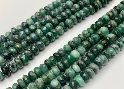 6mm 7mm 8mm AAA Natural Color Emerald Gemstone Beads Faceted Rondelle Shape 8 Inches Strand #2121