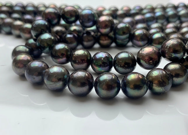 10-11 mm AA Green Peacock Edison Baroque Pearls Off-Round Shape Genuine Iridescent Green Peacock Color Edison Pearl Beads #1756