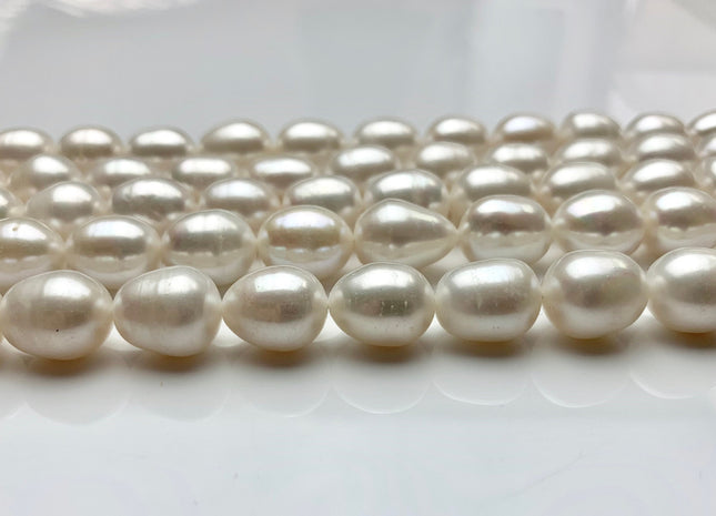 10-11x13 mm AA Natural White Freshwater Pearl Beads Rice/Oval Shape Genuine Large Size Cultured Freshwater Pearls #1489