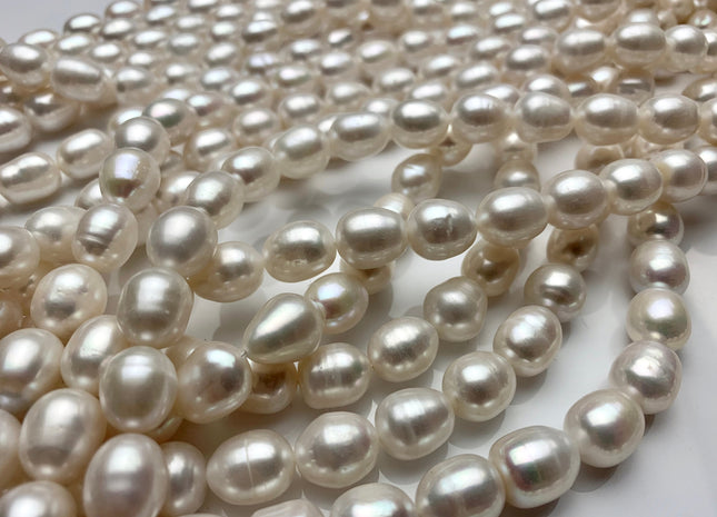 10-11x13 mm AA Natural White Freshwater Pearl Beads Rice/Oval Shape Genuine Large Size Cultured Freshwater Pearls #1489