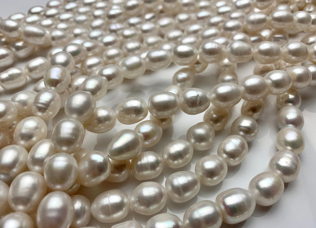 10-11x13 mm AA Natural White Freshwater Pearl Beads Rice/Oval Shape Genuine Large Size Cultured Freshwater Pearls #1489