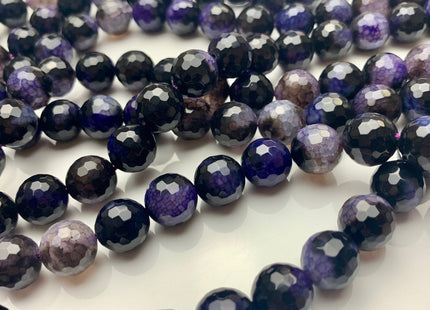 12 mm Faceted Round Fire Agate Gemstone Beads Heat Treated Purple Black Multi Color Natural Gemstone Agate Loose Beads #2292