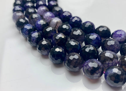 12 mm Faceted Round Fire Agate Gemstone Beads Heat Treated Purple Black Multi Color Natural Gemstone Agate Loose Beads #2292