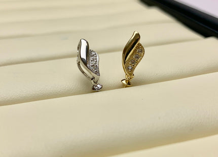 One Piece 925 Sterling Silver/Gold Pendant Setting Findings For Half Drilled Pearls Flame Shape Design W/CZ Sterling Silver Pendant #10360