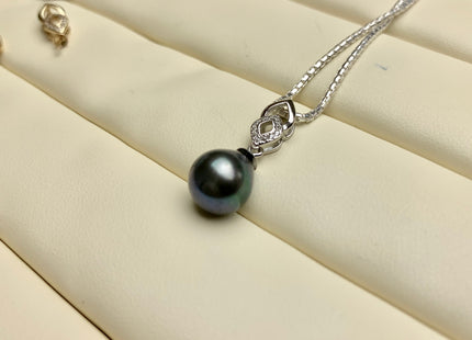 One Piece 925 Sterling Silver/Gold Pendant Setting Findings For Half Drilled Pearls Diamond Design W/CZ Sterling Silver Pendant #10361