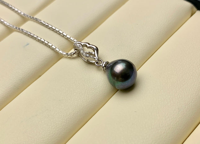 One Piece 925 Sterling Silver/Gold Pendant Setting Findings For Half Drilled Pearls Simple Design W/CZ Sterling Silver Pendant #10375