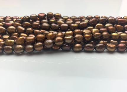 6x8 mm AAA High Luster Brown Color Rice Nugget Freshwater Pearl Beads Genuine Brown Copper Color Cultured Freshwater Pearl Nuggets #1508