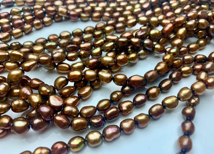 6x8 mm AAA High Luster Brown Color Rice Nugget Freshwater Pearl Beads Genuine Brown Copper Color Cultured Freshwater Pearl Nuggets #1508