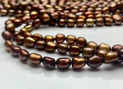 6x8 mm AAA High Luster Brown Color Rice Nugget Freshwater Pearl Beads Genuine Brown Copper Color Cultured Freshwater Pearl Nuggets #1508
