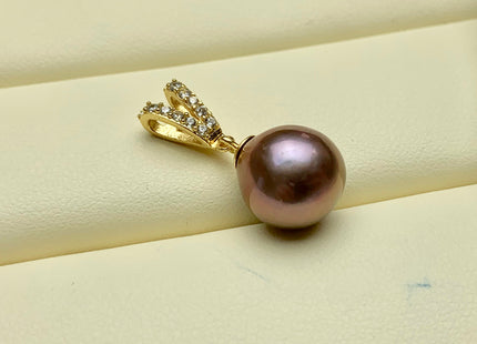 One Piece 925 Sterling Silver/Gold Pendant Setting Findings For Half Drilled Pearls V-Shape Design W/CZ Sterling Silver Pendant #10363
