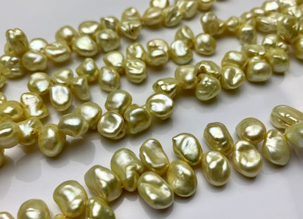 8x10 mm AA Lime Green Color Top Drilled Keshi Freshwater Pearl Beads Genuine Top Drilled Freshwater Keshi Cornflake Pearls #1493