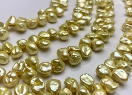 8x10 mm AA Lime Green Color Top Drilled Keshi Freshwater Pearl Beads Genuine Top Drilled Freshwater Keshi Cornflake Pearls #1493