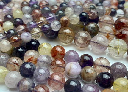 6mm 8mm 10mm AAA Smooth Round Top Quality Natural Super Seven Gemstone Limited Rare Natural Color Cacoxenite Amethyst Gemstone #2289