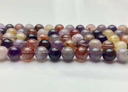 6mm 8mm 10mm AAA Smooth Round Top Quality Natural Super Seven Gemstone Limited Rare Natural Color Cacoxenite Amethyst Gemstone #2289