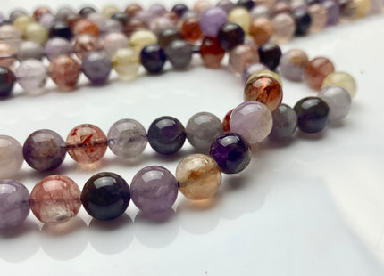 6mm 8mm 10mm AAA Smooth Round Top Quality Natural Super Seven Gemstone Limited Rare Natural Color Cacoxenite Amethyst Gemstone #2289