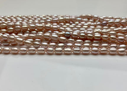 5x7 mm AAA Natural Mauve Pink Rice/Oval Freshwater Pearl Beads Genuine Mauve Pink Rice Freshwater Pearls #1759