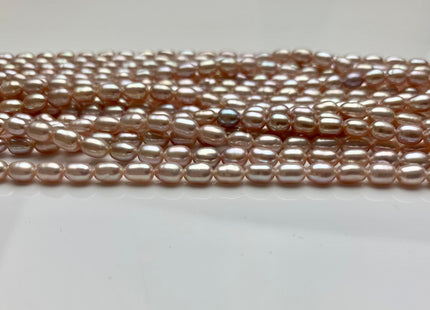 5x7 mm AAA Natural Mauve Pink Rice/Oval Freshwater Pearl Beads Genuine Mauve Pink Rice Freshwater Pearls #1759