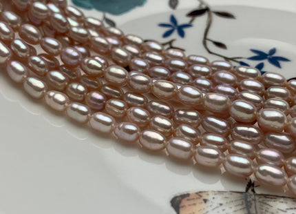 5x7 mm AAA Natural Mauve Pink Rice/Oval Freshwater Pearl Beads Genuine Mauve Pink Rice Freshwater Pearls #1759