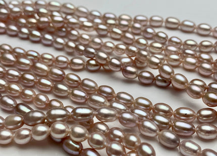 5x7 mm AA Natural Mauve Pink Rice/Oval Freshwater Pearl Beads Genuine Mauve Pink Rice Freshwater Pearls #1760