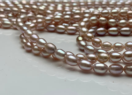 5x7 mm AA Natural Mauve Pink Rice/Oval Freshwater Pearl Beads Genuine Mauve Pink Rice Freshwater Pearls  #1760