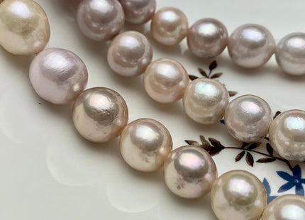 12-14mm Natural White Or Pink Half Strand Large Hole Freshwater Edison Pearl Beads Hole 1.5mm 2.2mm Genuine Extra Shiny Baroque Pearls #730