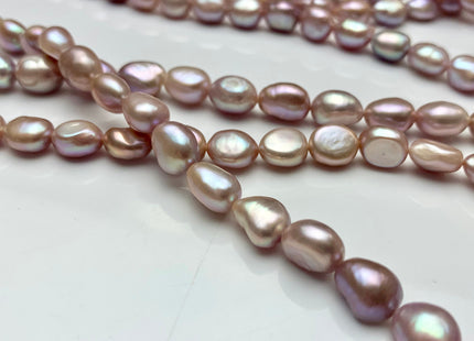 7.5x8-9 mm AAA Natural White OR Mauve Pink Color Rice Nugget Freshwater Pearl Beads Genuine Freshwater Pearls All Natural Color #1120