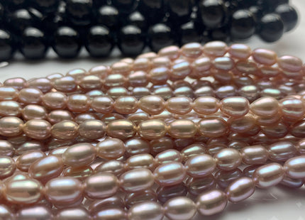 5x7 mm AAA High Luster Natural Mauve Pink Rice Freshwater Pearl Beads Large 1.0 mm Hole Freshwater Pearls 14 Inches Strand #23