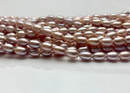 5x7 mm AAA High Luster Natural Mauve Pink Rice Freshwater Pearl Beads Large 1.0 mm Hole Freshwater Pearls 14 Inches Strand #23