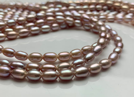 5x7 mm AAA High Luster Natural Mauve Pink Rice Freshwater Pearl Beads Large 1.0 mm Hole Freshwater Pearls 14 Inches Strand #23