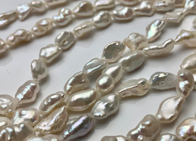 8-10x13-15 mm High Luster Limited Edition Natural White Keishi Rice Nugget Freshwater Pearls Beads, Genuine Natural Keishi Pearls. #1143
