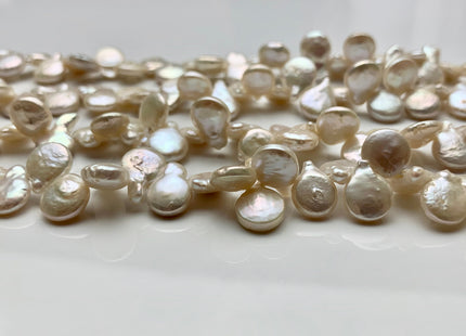 9x11 mm AA Natural White Top Drilled Coin Freshwater Pearl Beads Flat Coin Freshwater Pearl Genuine Natural Coin Pearl Beads #1520