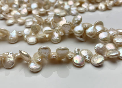 9x11 mm AA Natural White Top Drilled Coin Freshwater Pearl Beads Flat Coin Freshwater Pearl Genuine Natural Coin Pearl Beads #1520