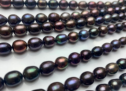 7.5x9 mm Or 7.5x10-12 mm Purple Brown Peacock Color Freshwater Pearls Rice/Oval Shape Pearl Beads Genuine Iridescent Peacock Pearls #1529