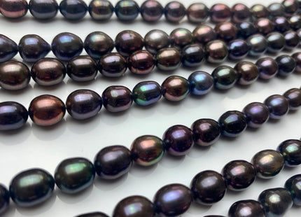 7.5x9 mm Or 7.5x10-12 mm Purple Brown Peacock Color Freshwater Pearls Rice/Oval Shape Pearl Beads Genuine Iridescent Peacock Pearls #1529