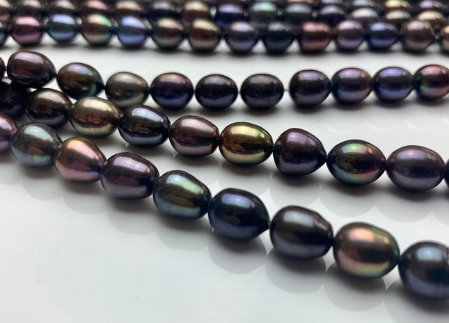 7.5x9 mm Or 7.5x10-12 mm Purple Brown Peacock Color Freshwater Pearls Rice/Oval Shape Pearl Beads Genuine Iridescent Peacock Pearls #1529