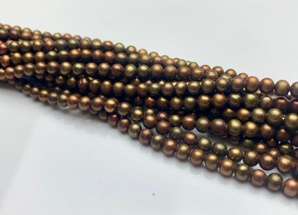 4-4.5 mm AAA Copper Brown Color Near Round Freshwater Pearl Beads Genuine High Luster With Iridescent Brown Seed Pearls #1532