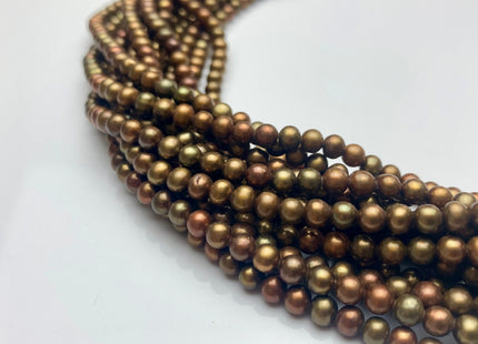 4-4.5 mm AAA Copper Brown Color Near Round Freshwater Pearl Beads Genuine High Luster With Iridescent Brown Seed Pearls #1532