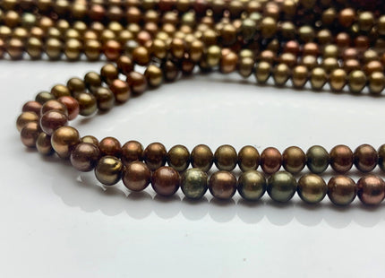 4-4.5 mm AAA Copper Brown Color Near Round Freshwater Pearl Beads Genuine High Luster With Iridescent Brown Seed Pearls #1532