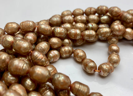 8x10-11 mm Champagne Color Faceted Rice/Oval Freshwater Pearl Beads Genuine Faceted Freshwater Rice Pearls #1768