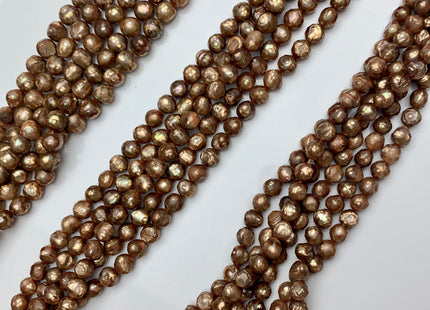 6mm 7mm 8mm Rare Faceted Dark Champagne Color Potato Freshwater Pearl Beads Genuine Faceted Freshwater Pearls #1774