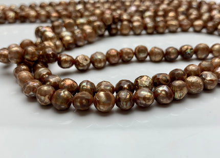 6mm 7mm 8mm Rare Faceted Dark Champagne Color Potato Freshwater Pearl Beads Genuine Faceted Freshwater Pearls #1774