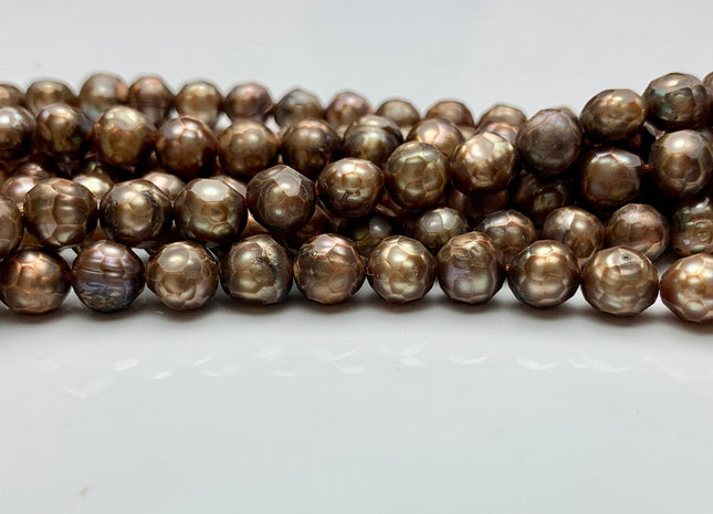 7-7.5 mm Rare Faceted Dark Champagne Color Potato Freshwater Pearl Beads Genuine Faceted Freshwater Pearls #1773