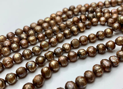 7-7.5 mm Rare Faceted Dark Champagne Color Potato Freshwater Pearl Beads Genuine Faceted Freshwater Pearls #1773