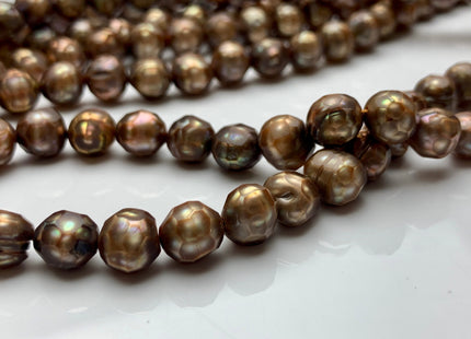 7-7.5 mm Rare Faceted Dark Champagne Color Potato Freshwater Pearl Beads Genuine Faceted Freshwater Pearls #1773
