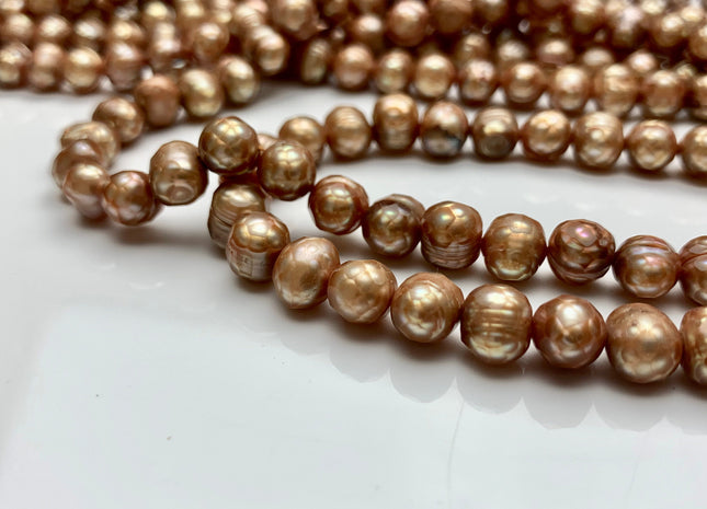 7 mm Rare Faceted Champagne Color Potato Freshwater Pearl Beads Genuine Faceted Freshwater Pearls #1777
