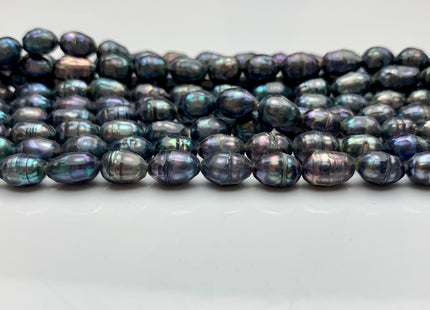 6x8 mm Blue Peacock Faceted Rice/Oval Freshwater Pearl Beads Limited Edition Genuine Faceted Rice Pearl Beads #1778