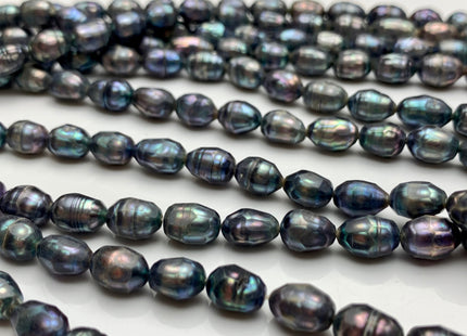 6x8 mm Blue Peacock Faceted Rice/Oval Freshwater Pearl Beads Limited Edition Genuine Faceted Rice Pearl Beads #1778