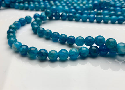 WHOLESALE 6mm 8mm AA Smooth Round Natural Apatite Gemstone Beads High Quality Round Apatite Beads. 8 Inches Strand #2265