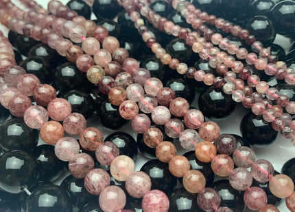 4mm 6mm 7mm 8mm Natural Color Smooth Round Strawberry Quartz Gemstone Beads Natural Pink Strawberry Quartz Loose Beads #2295