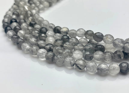 4mm 6mm 8mm AAA Faceted Round Cloudy Quartz Gemstone Beads Natural Light And Dark Gray Quartz Gemstone Loose Beads #2303